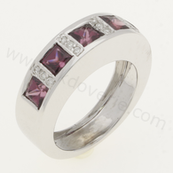 Дамски пръстен с диаманти и скъпоценни камъни
